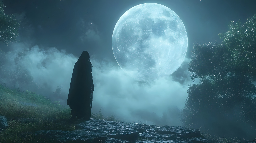 Almost full moon Beinahe Vollmond am alten Mondtempel in der Terra Incognita