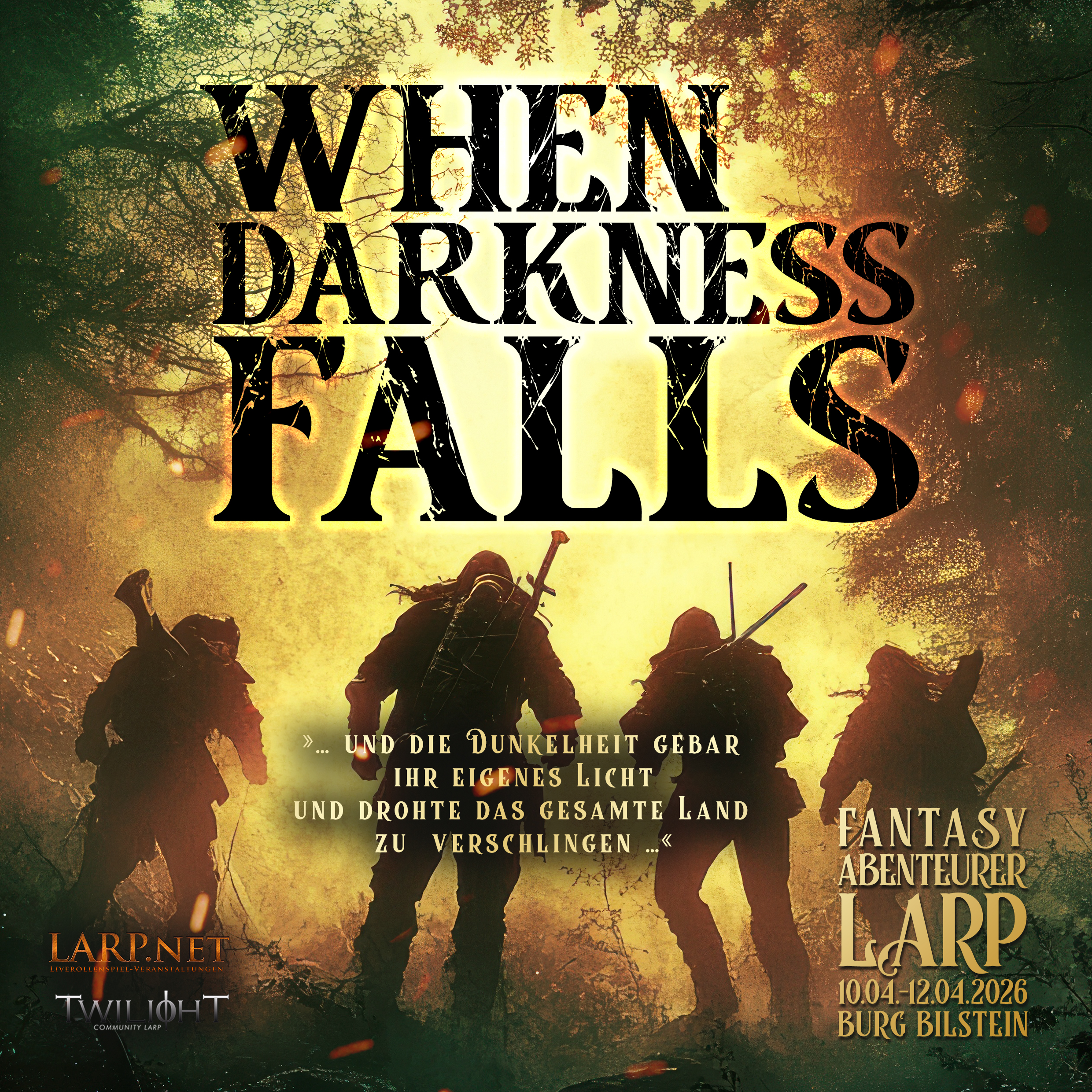 When Darkness Falls – Fantasy-Abenteurer-LARP vom 10.04.26 – 12.04.2026 auf Burg Bilstein