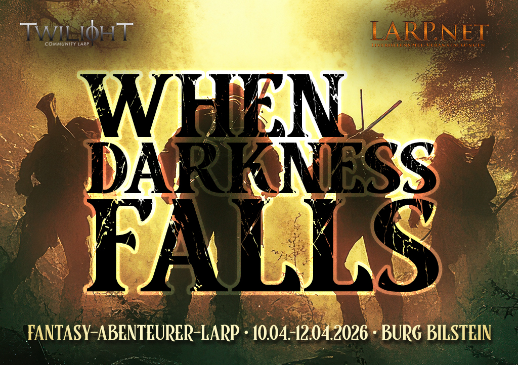 "When Darkness Falls": Fantasy-Abenteurer-LARP vom 10.04.–12.04.2026 auf Burg Bilstein "When Darkness Falls": Fantasy-Abenteurer-LARP vom 10.04.–12.04.2026 auf Burg Bilstein